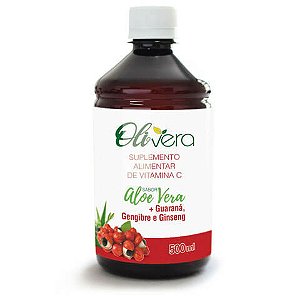 Olivera - Aloe Vera - Suco de Babosa - 500ml - Sabor Guaraná, Gengibre e Ginseng - Olivos