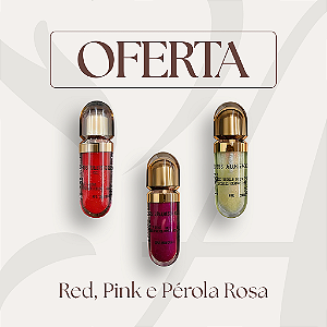 KIT GLOSS - RED, PINK E PEROLA ROSA