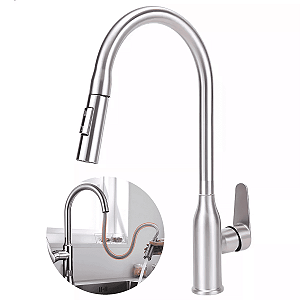 Torneira Gourmet Extensível Monocomando com Ducha 2 Jatos para Cozinha