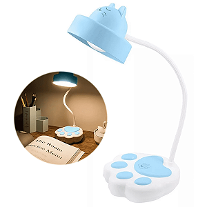 Luminária De Mesa Formato De Patinha De Gato Led Flexível Touch