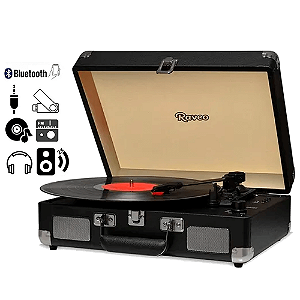 Toca Discos Sonetto Vitrola Gravação Bluetooth Chrome USB