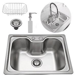 Cuba Pia Gourmet Inox Luxo Com Dispenser E Escorredor Para Cozinha