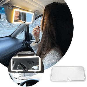 Espelho De Maquiagem Para Carro Led Recarregável 3 Cores