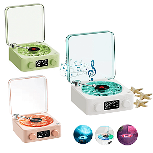 Caixa De Som Bluetooth Retrô Vintage Luminária Sons do Mar Despertador