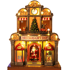 Cenário Natalino Natal Papai Noel Loja Som Luz Movimento Luxo