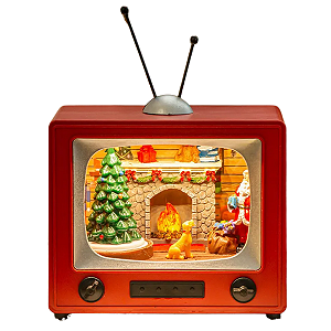 Cenário Natal Papai Noel TV Retrô Som Luz Movimento Luxo Decoração Natalina