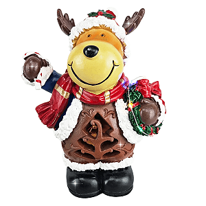 Boneco Rena de Natal Musical Iluminada com Luzes LED Decoração Natalina
