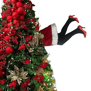 Enfeite de Àrvore de Natal Perna Mamãe Noel Movimento Luxo