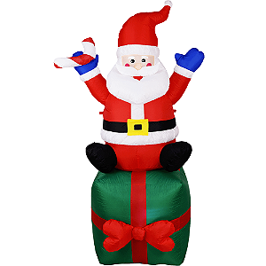Papai Noel Natal Decoracao Caixa Presente Inflavel 1 Metro E 80cm