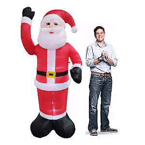Papai Noel Inflavel Grande Braço Mecanico 2,4m Natal Natalino Led