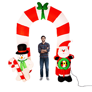 Arco Inflável Feliz Natal 2,4m Papai Noel e Boneco de Neve Portal