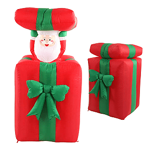 Papai Noel Saindo da Caixa de Presente Led Natal Decoração Natalina 150 Cm