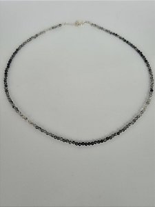 Choker - Pedra Quartzo Cristal Rutilado com Turmalina Negra