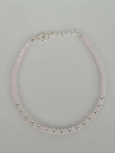 Pulseira esferas - Pedra Quartzo Rosa