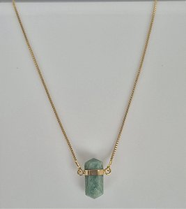 Colar Rosa Dourado - Pedra Amazonita