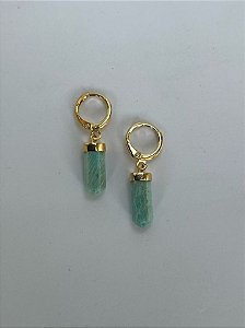 Brinco Bonina Dourado - Amazonita