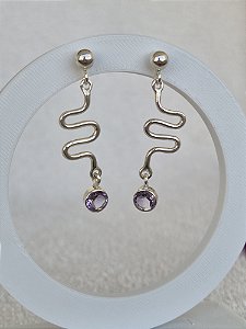 Brinco Caminhos - Pedra Ametista