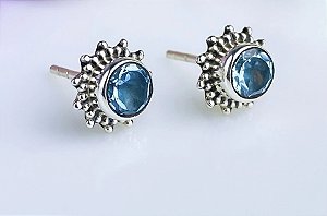 Brinco Solare - Pedra Topázio Azul