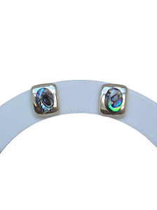 Brinco Retangular com Pedra Abalone