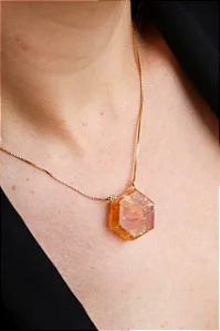 Colar com Pedra Natural difusora - Citrino