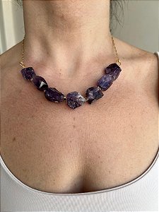 Colar 7 pedras - Ametista bruta