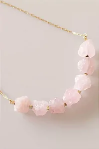 Colar 7 pedras - Quartzo Rosa bruto