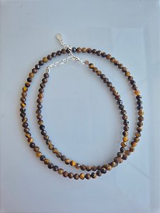 Choker pedra olho de tigre