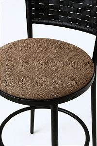 Capa Para Banqueta Redonda Marrom Jacquard Delux
