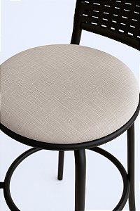 Capa Para Banqueta Redonda Bege Jacquard Delux