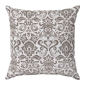 Capa De Almofada Medalhão Cru Bege Jacquard Linho