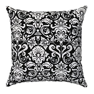 Capa De Almofada Medalhão Preto E Branco Jacquard Linho