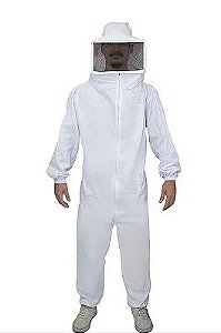 Macacão Apicultor Manga Longa com mascara f/ ziper Brim Alvejado.