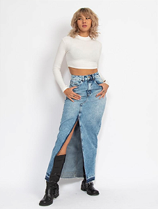 Saia Longa Jeans c/ Fenda