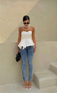 Calça Jeans Skinny Marmorizada