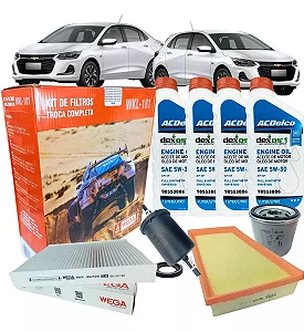 Kit Troca de Óleo Onix Turbo 2021 4 litros Acdelco 5w30 filtro de óleo, ar, combustível e ar condicionado
