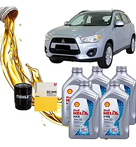 Kit Revisão Shell 5w30 Mitsubishi Asx Cvt 4x4 2013 á 2015 mais filtro de óleo.