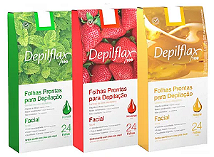 Folhas Prontas Faciais Depilflax Natural C/ 24 Und