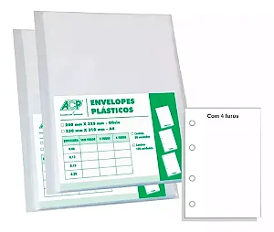 SACO PLÁSTICO A4 230X310 0,06 4 FUROS C/100 ACP