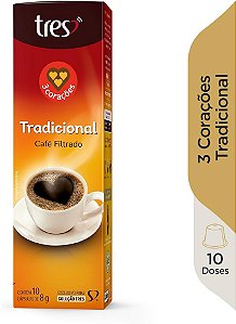 CÁPSULA CAFÉ 3 CORAÇÕES TRADICIONAL C/ 10