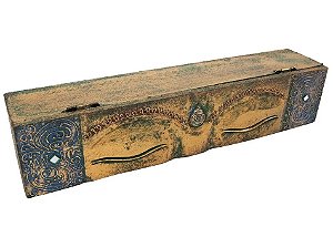 Caixa em Madeira Porta Incensos Olhos de Buda (Dourado)