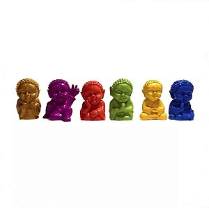 Kit com 6 Mini Buda Baby em Resina (4cm)