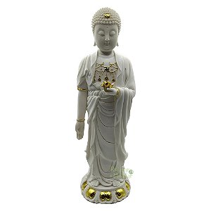 Estátua Buda Pérolado Grande em Resina (40cm)