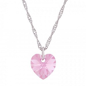 Gargantilha Coração Light Rose AB com Cristal Swarovski (10mm)