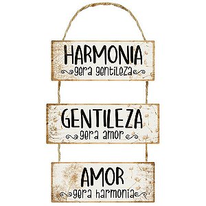 Placa Decorativa Harmonia Gera Gentileza (29,5x52cm)