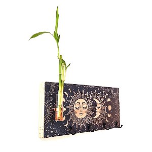 Porta Chaves em Madeira com Bambu da Sorte (40cm)