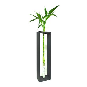 Vaso de Vidro com Três Bambu da Sorte e Suporte para Chão Extra Grande