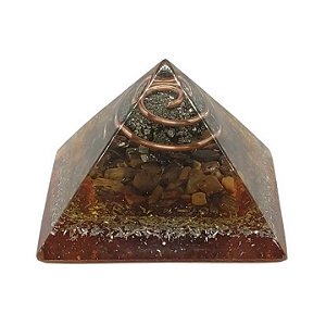 Orgonite Pirâmide Pirita e Olho de Tigre (Prosperidade)