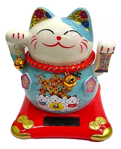 Gato da Sorte Manekineko em Cerâmica com Movimento (11cm)