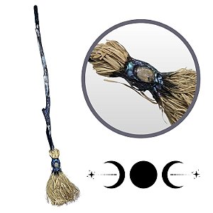 Vassoura de Bruxa Grande com Pedras (100cm)