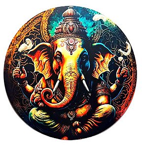 Placa Decorativa Redonda Ganesha (25cm)